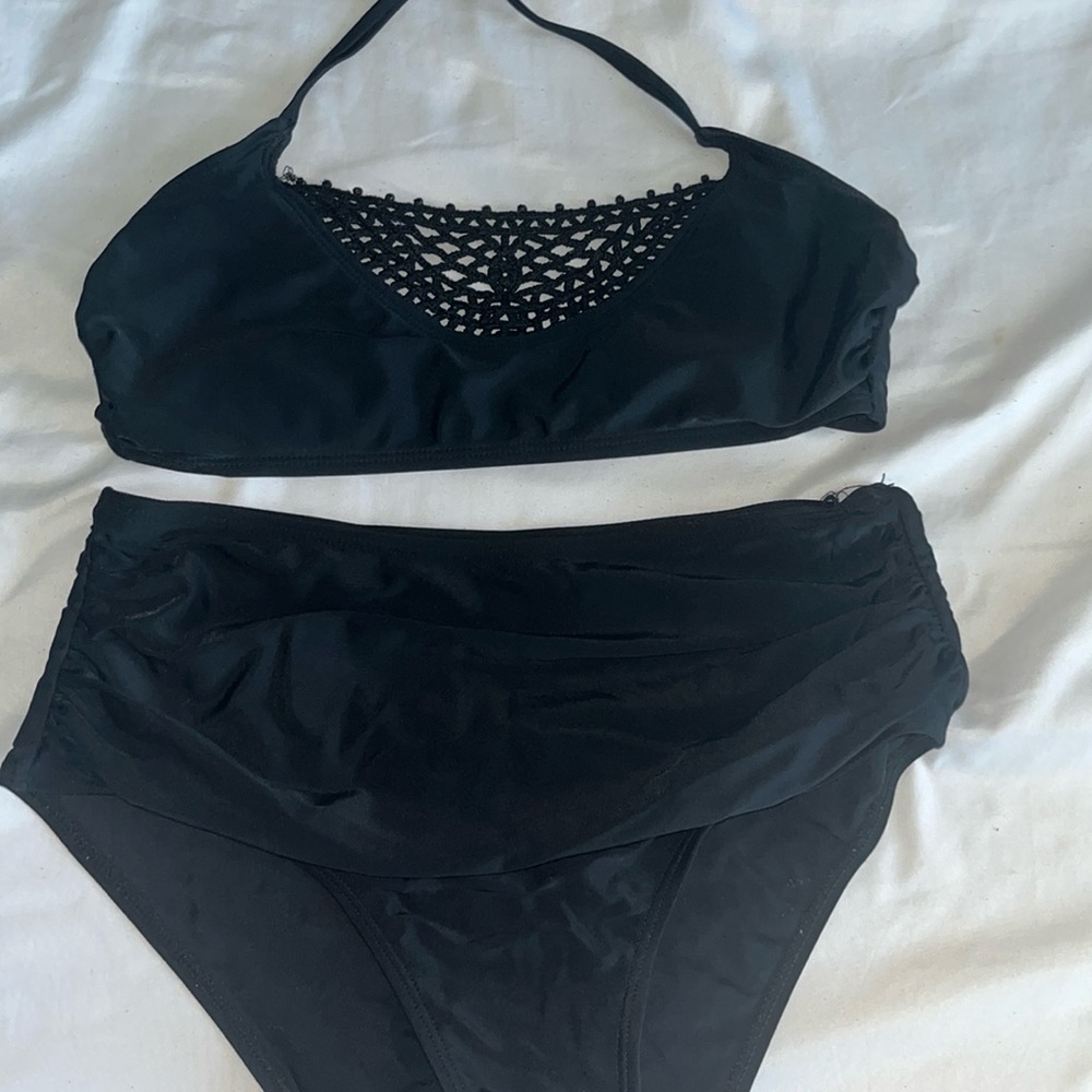 Xhilaration Black High Waisted Bikini 2 Piece Set Womens Medium